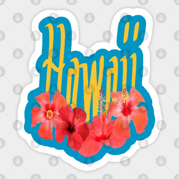 Hawaii Text With Aloha Hibiscus Garland Sticker by taiche